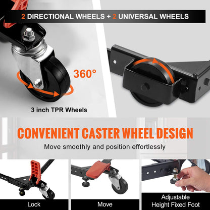 Mobile Base, 500 lbs Weight Capacity, Adjustable from 12" x 12" to 36" x 36", Heavy Duty Universal Mobile Base Stand with Swivel Wheels, for Woodworking Equipment, Bandsaw, Power Tools, Machines