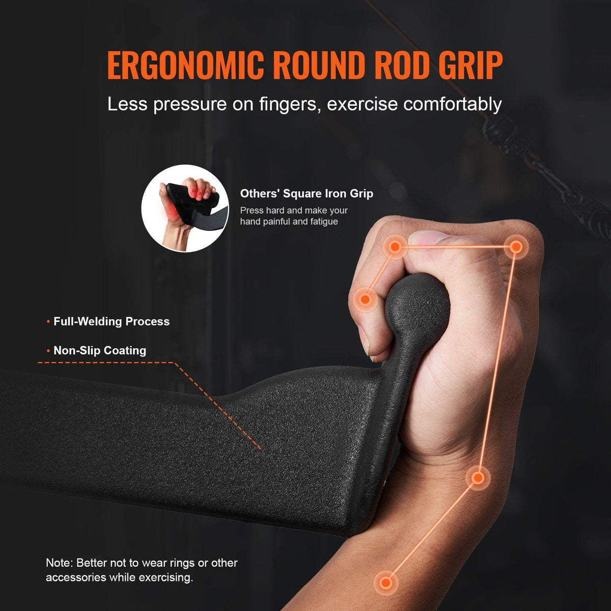 LAT Pulldown Attachment, Cable Machine Rowing V-bar Attachment, Tricep Pull Down Bar, Back Strength Training Rubber Coated Handle Grip, Bicep Curl Tricep Lat Pulldown Bar for Home Gym Fitness