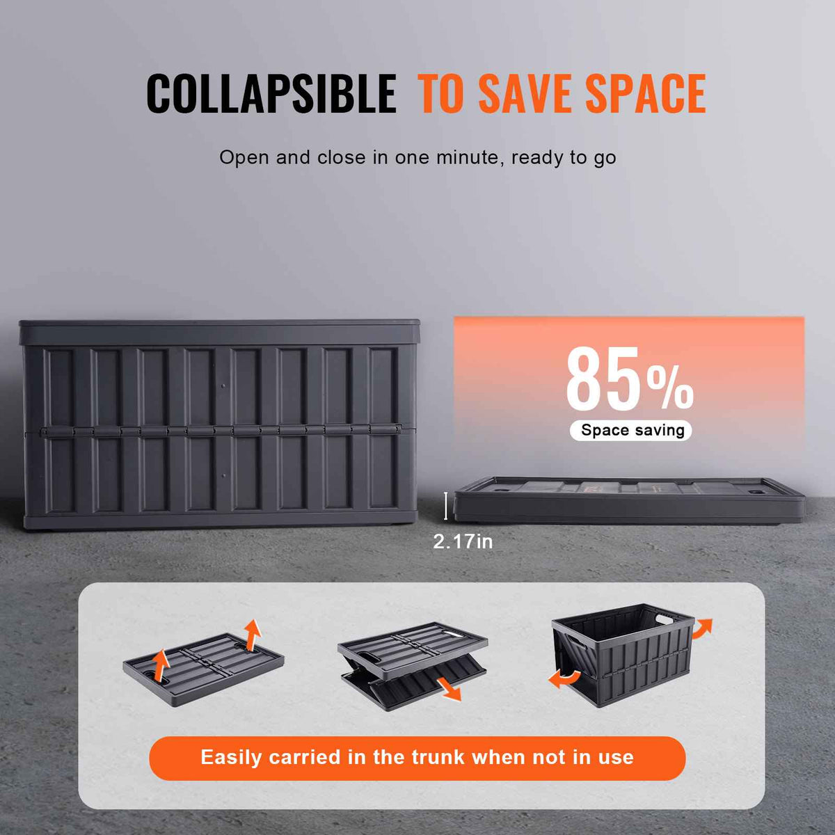 Collapsible Storage Bins with Lids, 65L 3 Packs, Folding Plastic Stackable Utility Crates with Handles, Large Heavy Duty Containers for Clothes, Toys, Books, Snack, Shoes, and Grocery Organizing