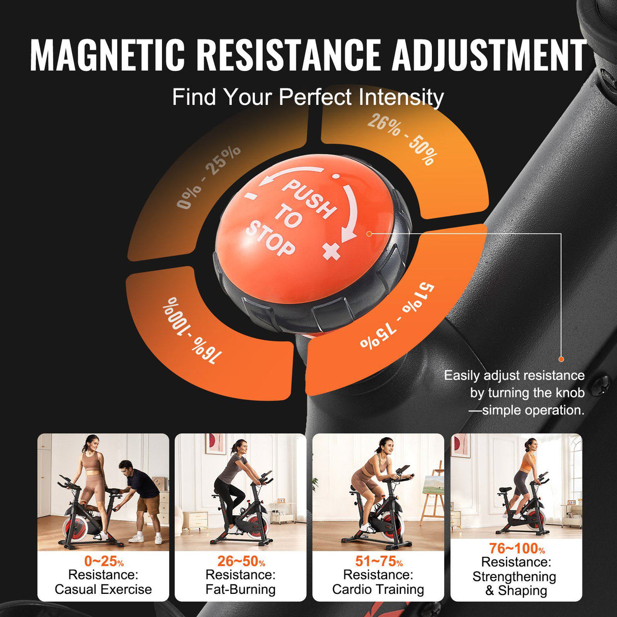 Exercise Bike, Adjustable Magnetic Resistance Stationary Bike, Indoor Cycling Bike for Home Cardio, Workout Bike with Silent Belt Drive, Comfortable Seat Cushion, LCD Monitor, and Heavy Flywheel