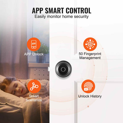 Smart Door Knob, Biometric Door Lock Bluetooth Smart Lock, Fingerprint Smart Lock with APP Control, Easy Installation Door Lock, for Home Bedrooms, Cloakroom, Hotels, Apartments Offices, Black