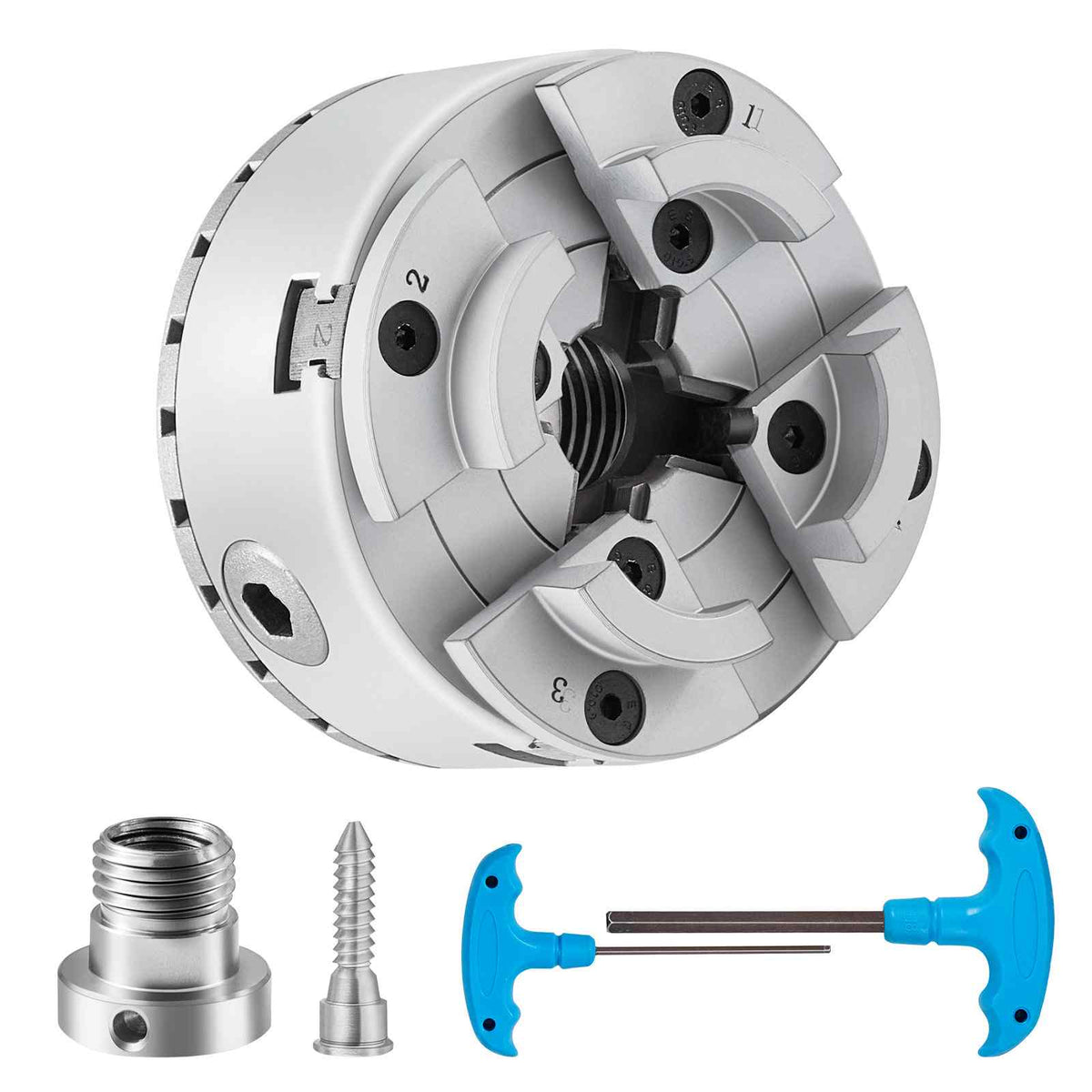 KP96 Lathe Chuck, 4-Jaw 3.75" Diameter, Metal Lathe Chuck Turning Machine Accessories, Self-centering Tool, for Lathe, Precision Machining, Grinding Machines, Milling Machines