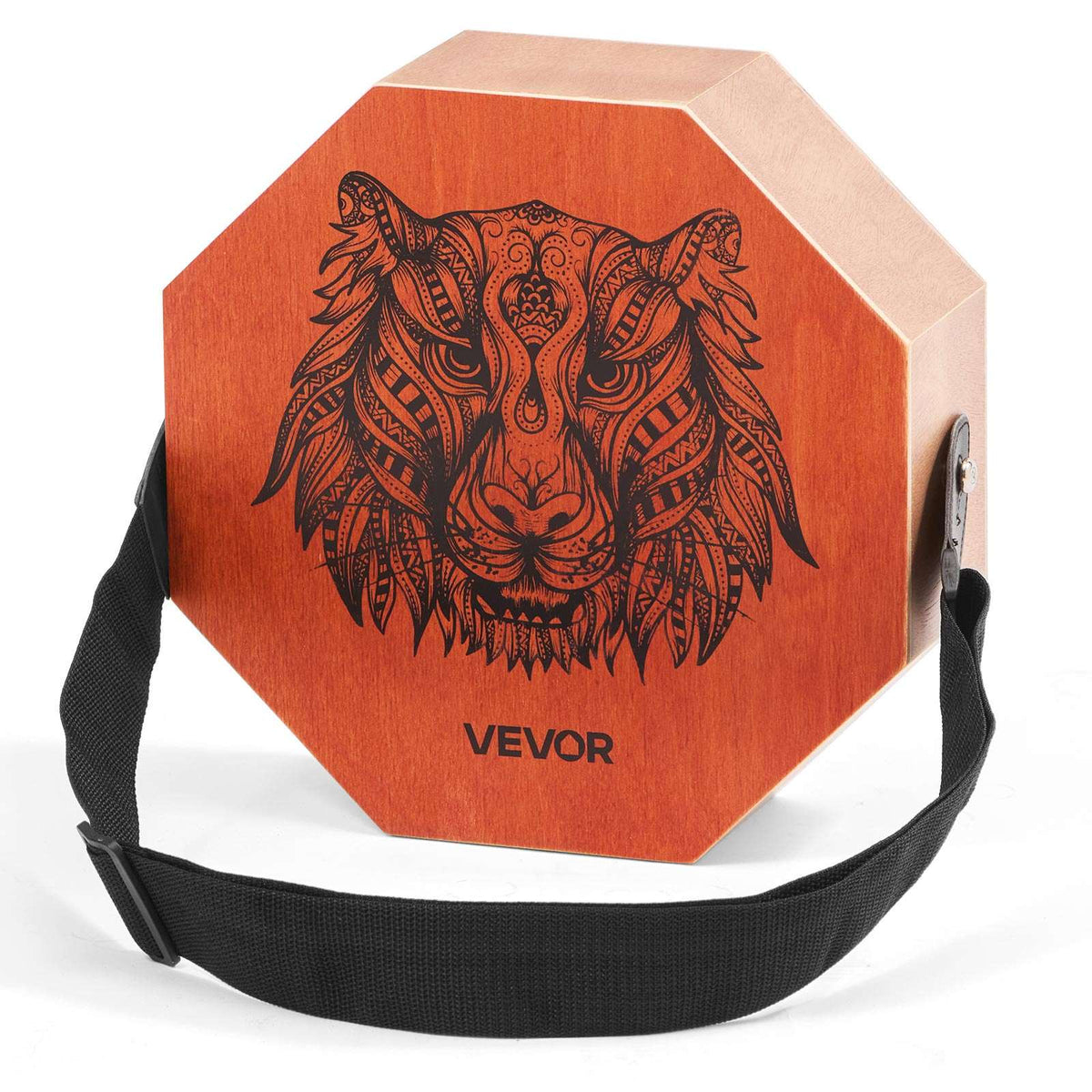 Unique Cajon Box Drum, with Internal  Guitar Strings, Portable Wooden Percussion Box, Birch Wood Drum Musical Instrument with Adjustable Strap, for Beginners & Professionals, 11.6 x 11.6 x 4 in