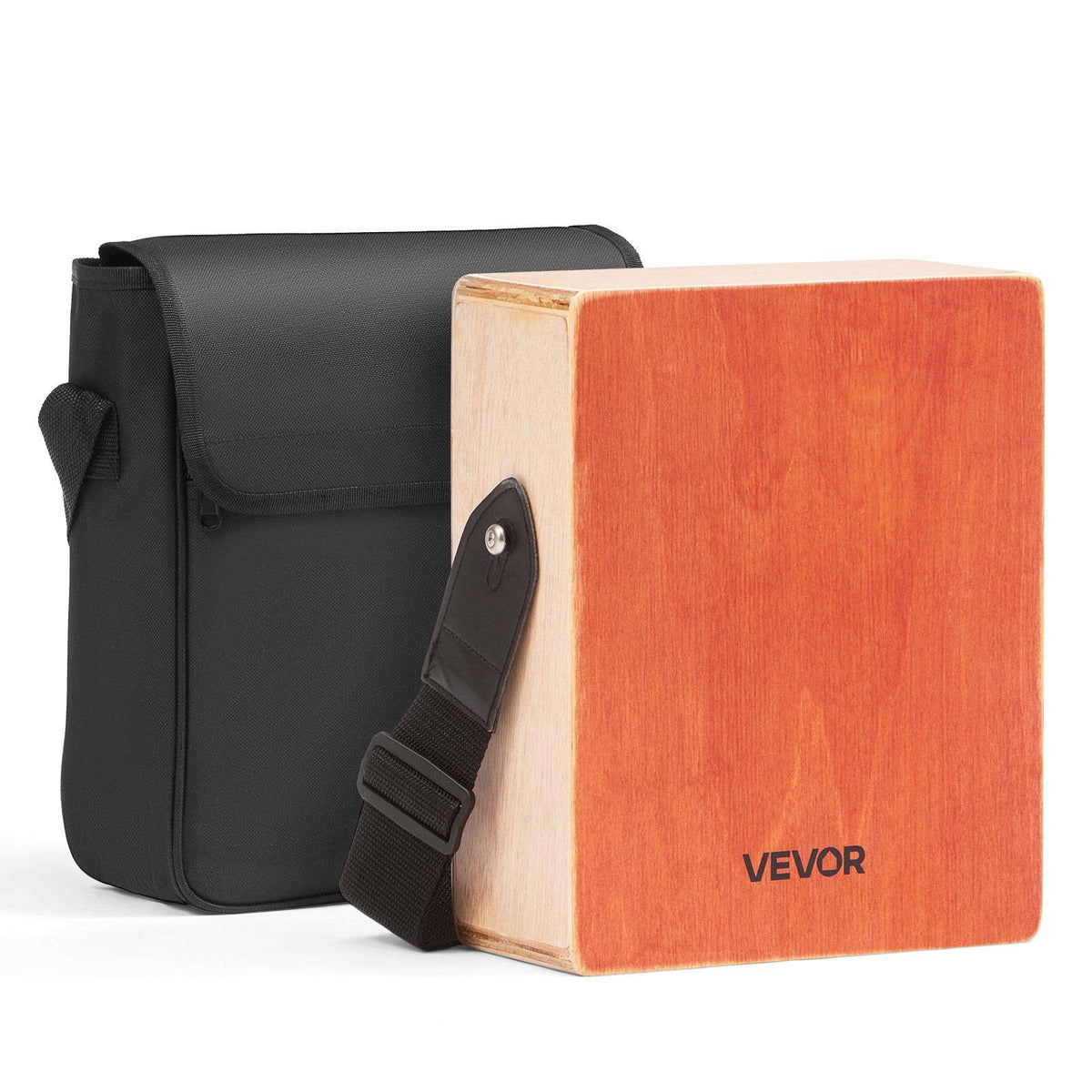 Cajon Box Drum Wood Percussion Instrument with Guitar Strings Travel Bag Strap