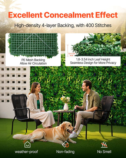 Artificial Grass Wall Panels, 8 PCS 20 x 20 inch, 3D Combination Greenery Boxwood  Panel for Indoor Outdoor Green Decor & Ivy Fence Covering, Privacy Backdrop Wall Hedge Screen for Garden