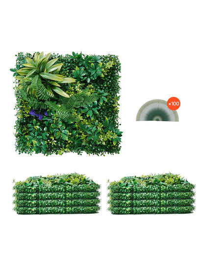 Artificial Grass Wall Panels, 8 PCS 20 x 20 inch, 3D Combination Greenery Boxwood  Panel for Indoor Outdoor Green Decor & Ivy Fence Covering, Privacy Backdrop Wall Hedge Screen for Garden