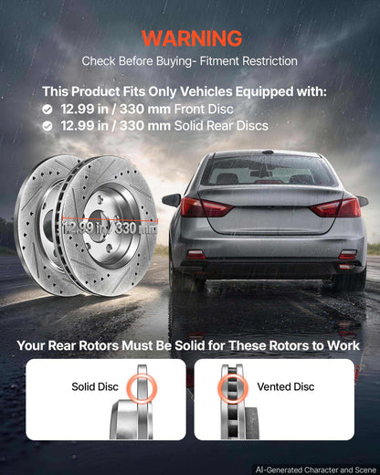 Front & Rear Brake Kit Ceramic Brake Pads and Drilled Slotted Rotors, Compatible with 2011-2020 Dodge Durango 3.6L, 2011-2014 Jeep Grand Cherokee 3.6L 5.7L, 2015-2020 Jeep Grand Cherokee 3.6L