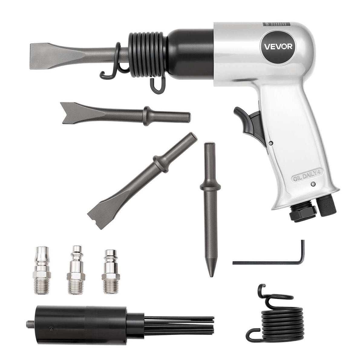 Air Hammer, 4500BPM Pneumatic Hammer with Rust Removal Air Needle Scaler & 4PCS Chisels Round Shank, Lightweight & Compact Air Chisel Pneumatic Shovel Tool for Cutting Scraping Demolishing