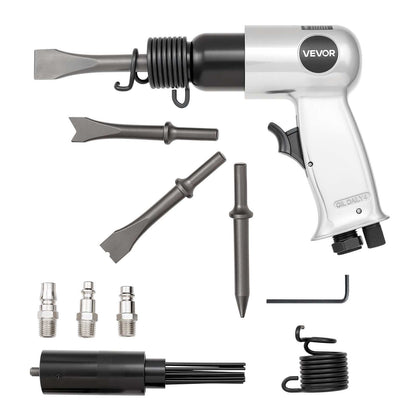 Air Hammer, 4500BPM Pneumatic Hammer with Rust Removal Air Needle Scaler & 4PCS Chisels Round Shank, Lightweight & Compact Air Chisel Pneumatic Shovel Tool for Cutting Scraping Demolishing