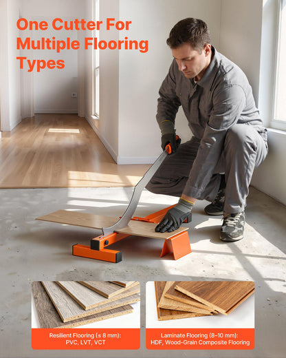 12 inch Vinyl Floor Cutter, 10mm Thick Laminate Flooring Cutter with Cutting Angle Guide, Rubber Handle, Honing Stone, D2 Steel Blade for Cutting Laminate, Vinyl, Home Renovation