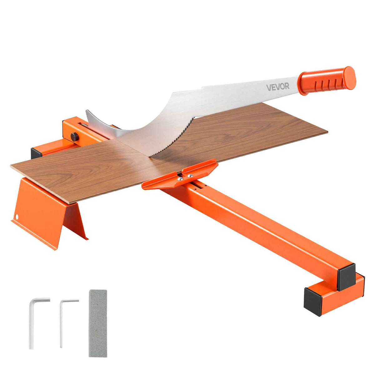 12 inch Vinyl Floor Cutter, 10mm Thick Laminate Flooring Cutter with Cutting Angle Guide, Rubber Handle, Honing Stone, D2 Steel Blade for Cutting Laminate, Vinyl, Home Renovation