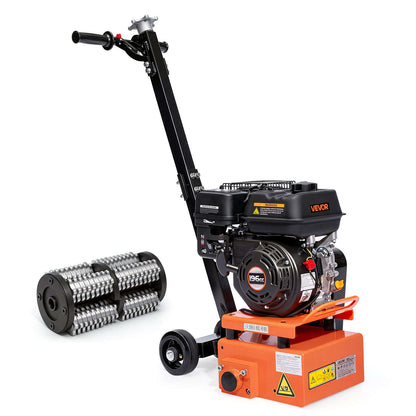 Concrete Scarifier, 3700W 2500 RPM Walk-Behind Floor Planer Grinder, Carbide Cutters, 1/8 in Adjustable Depth, Vacuum Port for Surface Preparation, Traffic Line Removal, Pavement, Floor Repair