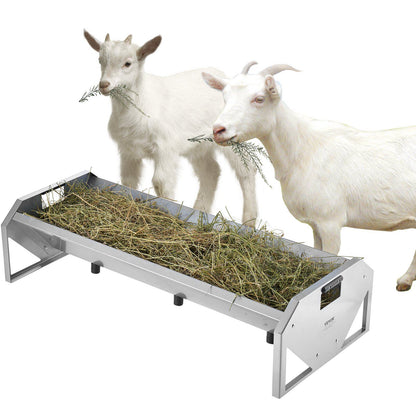 Livestock Feeding Trough, 22 Gallon Capacity, 45" Hay Feeder, Heavy Duty Steel Livestock Trough, Galvanized Steel Sheep Feeder Trough Feeding up to 10 Goats for Horse Sheep Hog Farm Sheds Pen