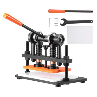 Leather Cutting Machine, 10.2 x 5.9 in Embossing Plate Manual Die Cutter, 0.47 in Pressure Stroke Dual Guide Shafts Die Cut Machine, Leather Embossing Machine for Various of Materials