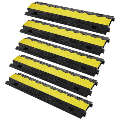 5 PCs Cable Protector Ramp, 2 Channel, 22000 lbs/axle Capacity Heavy Duty TPU Wire Cover Ramp Hose Protector Ramp Driveway, Traffic Speed Bump with TPR Flip-Open Top Cover, for Indoor & Outdoor