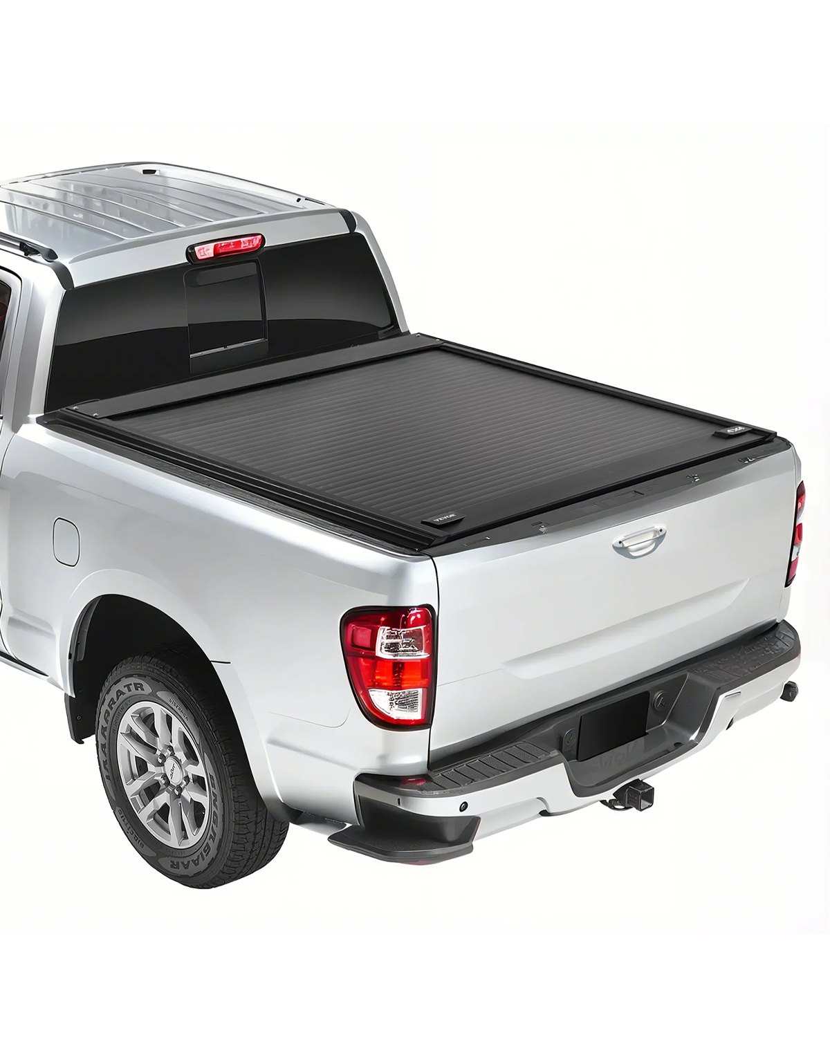 Retractable Tonneau Cover, 5.5 ft Hard Tonneau Cover with Built-in Drainage Pipe for 2022 - 2024 Toyota Tundra Crew Cab w/ Deck Rail System , Hard Tonneau Cover with Double-Lock & T-Slot
