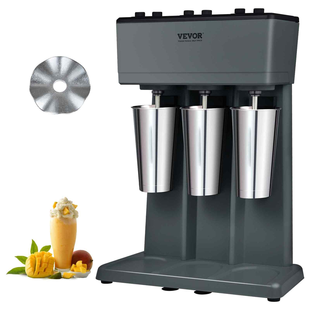 Milkshake Machine, 375W x 3 Milkshake Maker Mixer, Triple Head Drink Mixer Blender Machine, 3-Speed Milkshake Blender with 3 x 820ml Stainless Steel Cup for Commercial