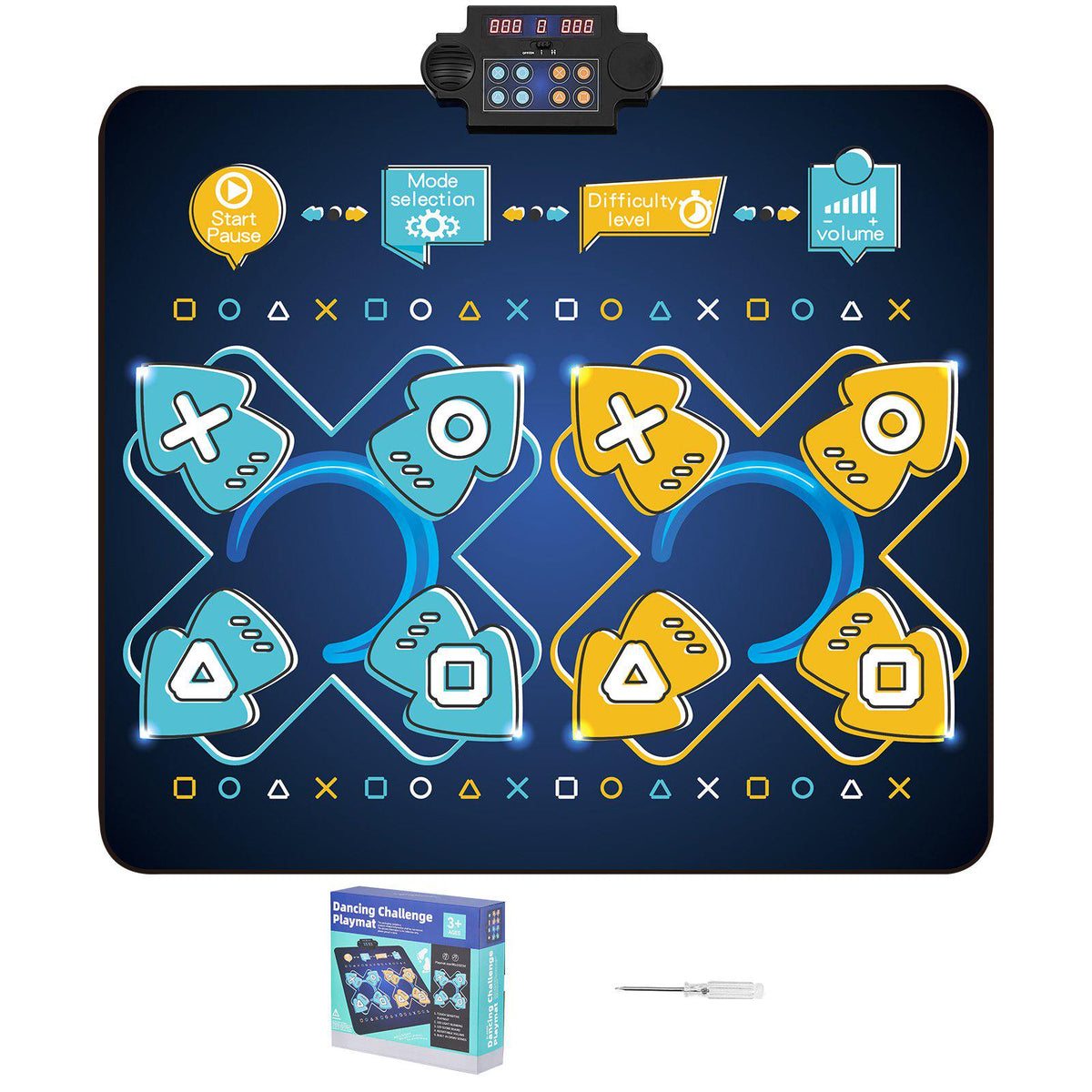 Dance Mat, 8-Button Dance Mixer Rhythm Step Play Mat, Electronic Dance Pad with Single/Two Player Modes, Adjustable Volume, Built-in Music, 8 Challenge Levels, Toys Gifts for 3+ Year Old Girls