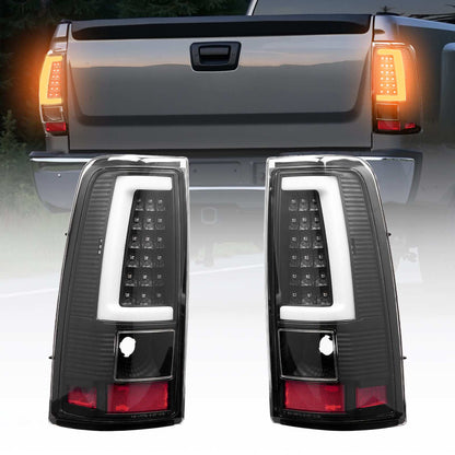 Tail Light Assembly Compatible with 2003-2006 Chevy Silverado 1500 1500 HD 2500 2500 HD 3500, 2007-2007 Chevy Classic, 2PCS Driver & Passenger Side LED Taillight Brake Lamps with Bulbs, Black