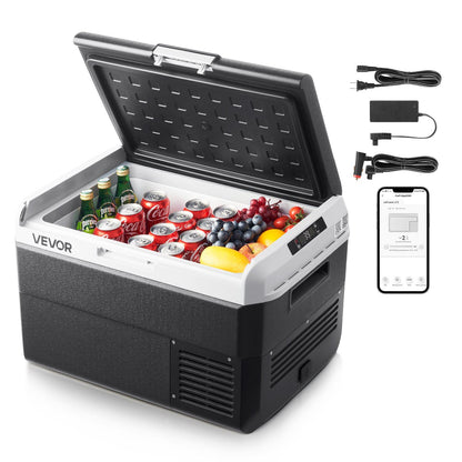 12 Volt Car Refrigerator, 52.8QT/50L Car Fridge, Portable Electric Cooler with -4℉~68℉ Adjustable Temperature, 12/24V DC and 100- 240V AC Compressor Freezer for Outdoor, Camping, Travel, RV