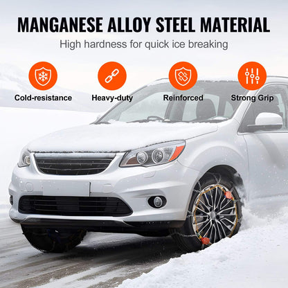 Auto Tightening Snow Chains, Diamond Mesh Traction Wheel Chains for Anti-slip, Alloy Steel Tire Chains for Tires 265/75-15, 265/75-16, LT265/75-16, 255/75-17, LT255/75-17, 275/45-22, 265/70-16