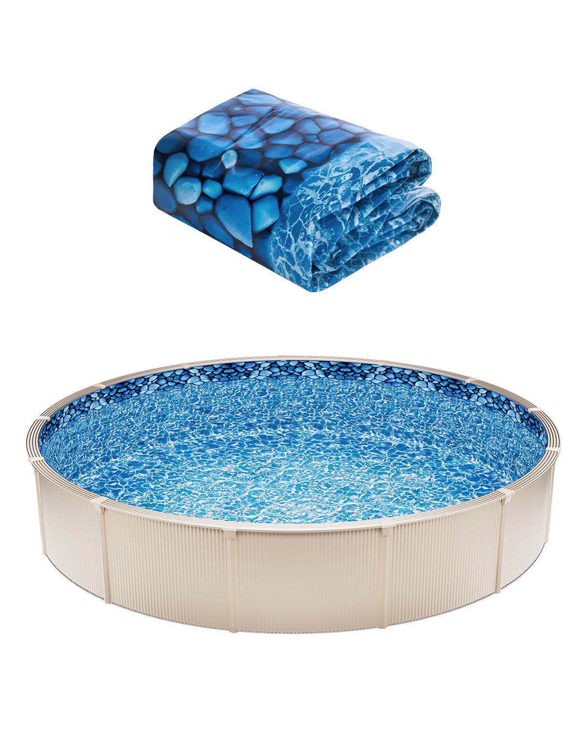 24-ft Round Above Ground Pool Liner, Unibead Pool Liners, Standard Gauge, 52inch Wall Height, Designed for Steel Sided Above-Ground Swimming Pools