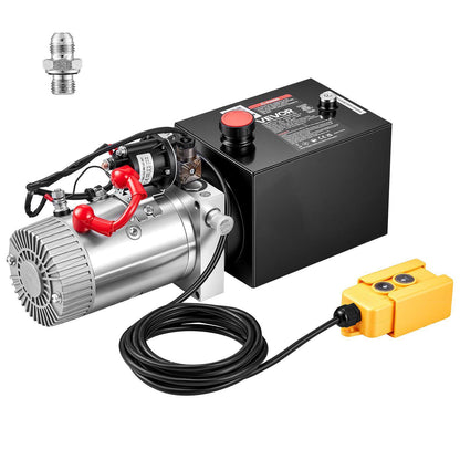 4 Quart Hydraulic Pump, Single Acting Hydraulic Power Unit, 3200 PSI Max Relief Pressure, 0.91 GPM Flow Rate, DC12V 1.6KW Power Unit for Dump Trailer Car Lifting (Horizontal Installation)