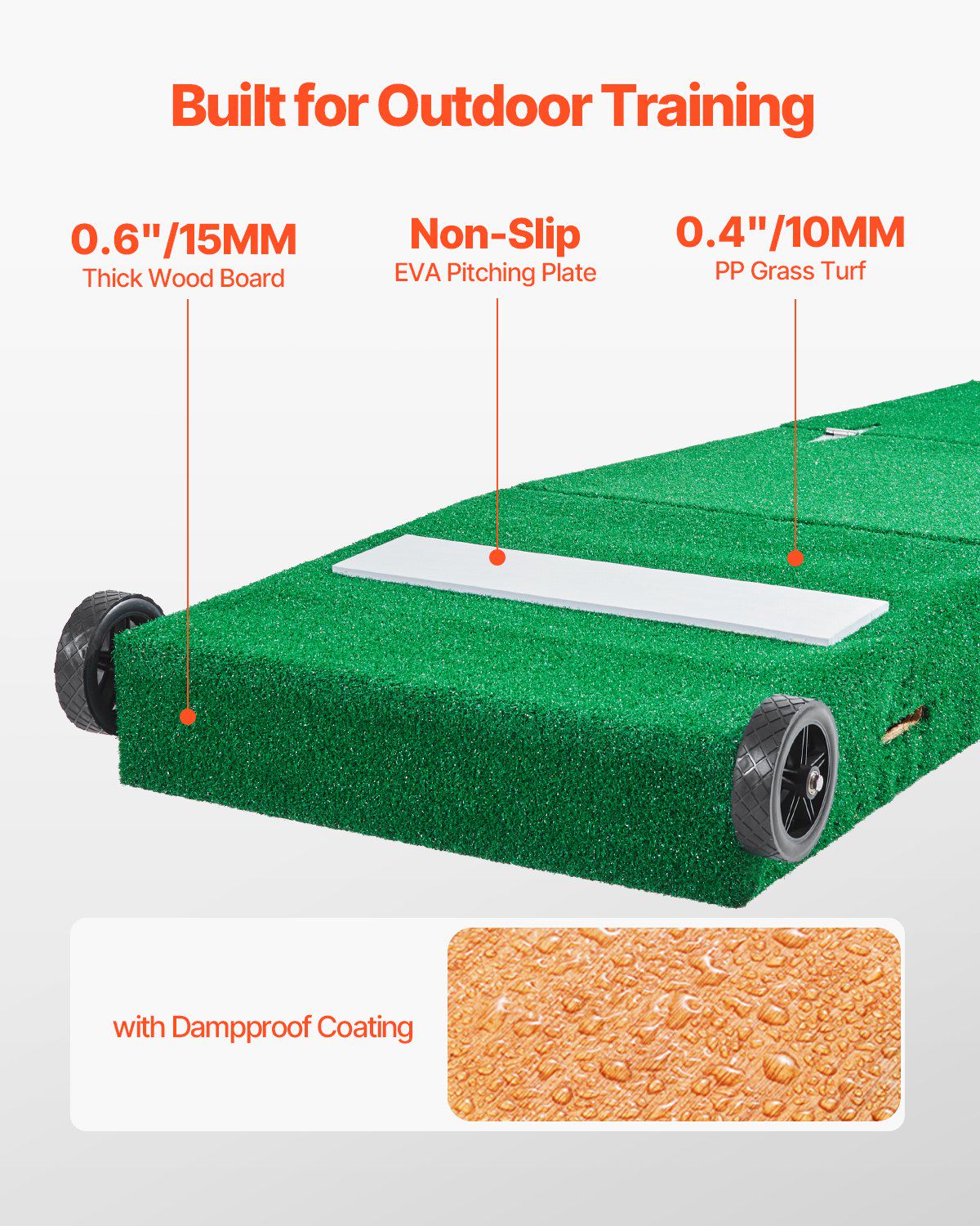 Pitching Mound, Portable Baseball Pitcher's Mound, 90 in IIndoor Outdoor Pitching Practice and Training Equipment, Softball Pitching Aids with Antifade Turf, Pitching Rubber, Carry Handles