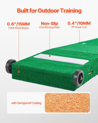 Pitching Mound, Portable Baseball Pitcher's Mound, 90 in IIndoor Outdoor Pitching Practice and Training Equipment, Softball Pitching Aids with Antifade Turf, Pitching Rubber, Carry Handles
