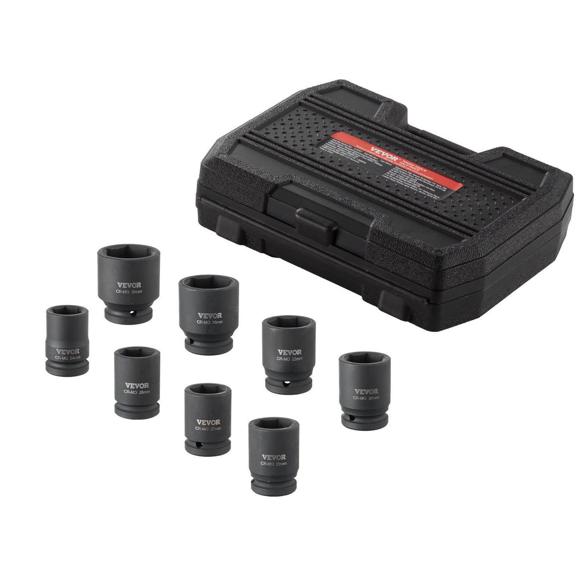 Axle Nut Impact Socket Set, 3/4" Drive 6-Point 8-Piece Metric Spindle Nut Socket Set, CR-MO Heat Treated Large Socket Set with Storage Case, for Auto Repair, Removing or Installing Axle Nuts