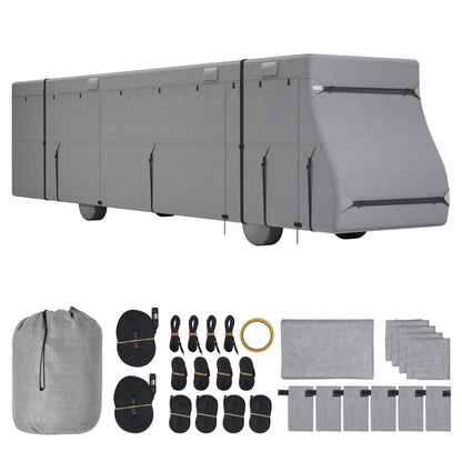 Class A RV Cover, 40-43 ft Motorhome Cover, Non-woven Fabric Motorhome RV Cover, Waterproof, Windproof and Rip-Stop, Camper Cover with Storage Bag, Repair Patches, Straps and Tire Covers