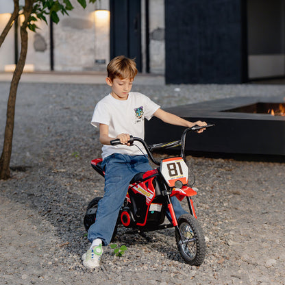 24V Kids Motorcycle, Electric Dirt Bike with 250W Motor, Up to 9.9 MPH, 12" Inflatable Tires and Rear Suspension, Red