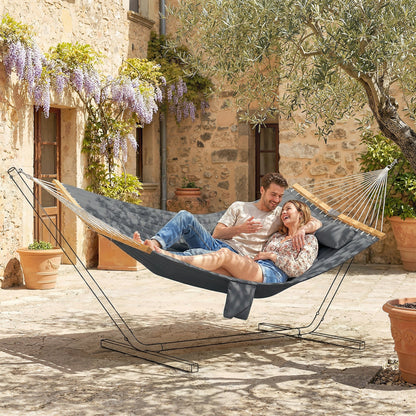 Outdoor Hammock 2-Person, with Pillow & Pad, 440 lbs Capacity, Gray