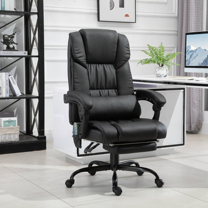Massage Office Chair with 6 Vibrating Points, High Back Reclining Office Chair with Footrest and Remote, Black