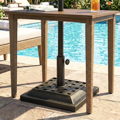 20 lbs Patio Market Umbrella Base Stand Resin Parasol Holder Square with Beautiful Decorative Pattern & Easy Setup
